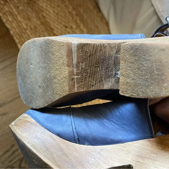 Free People  Blue Leather Black Suede Clogs - Picture 4 of 4